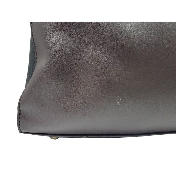 Tutilo Tan Black 15" Laptop Tablet Leather Pebbled Tote Bag - Picture 4 of 13